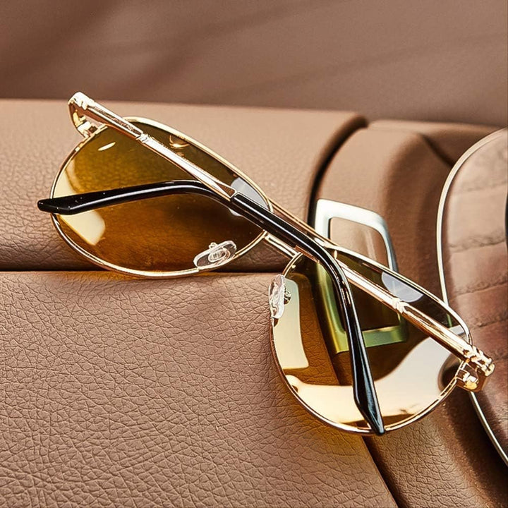 Sunglasses Aviator Gold Frame Yellow Gradient Lenses UV400