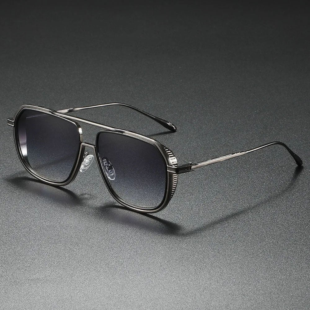 Sunglasses Aviator Metal Frame Gradient Lens Unisex - Black