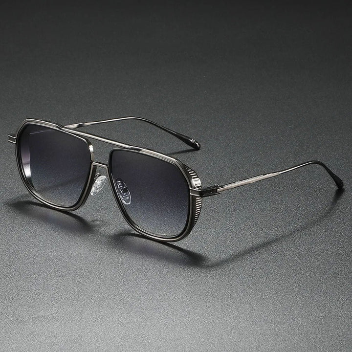 Sunglasses Aviator Metal Frame Gradient Lens Unisex - Black