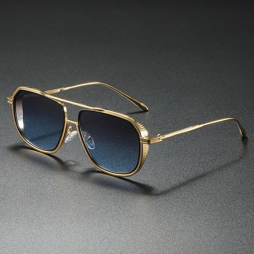 Sunglasses Aviator Metal Frame Gradient Lens Unisex - Navy