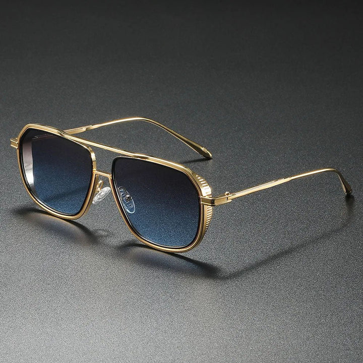 Sunglasses Aviator Metal Frame Gradient Lens Unisex - Navy