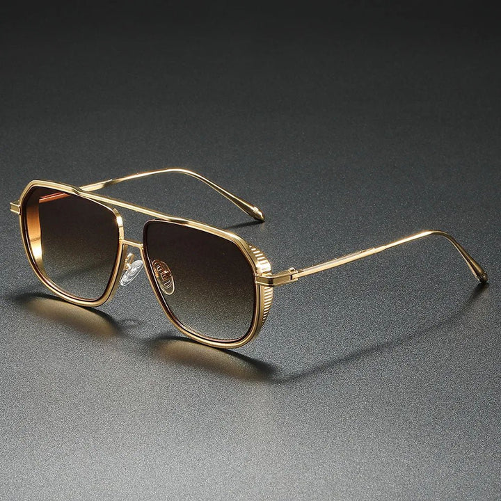 Sunglasses Aviator Metal Frame Gradient Lens Unisex - Brown