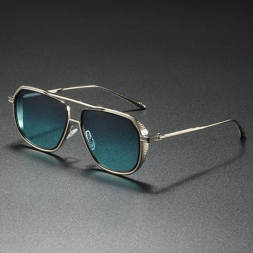 Sunglasses Aviator Metal Frame Gradient Lens Unisex - Silver