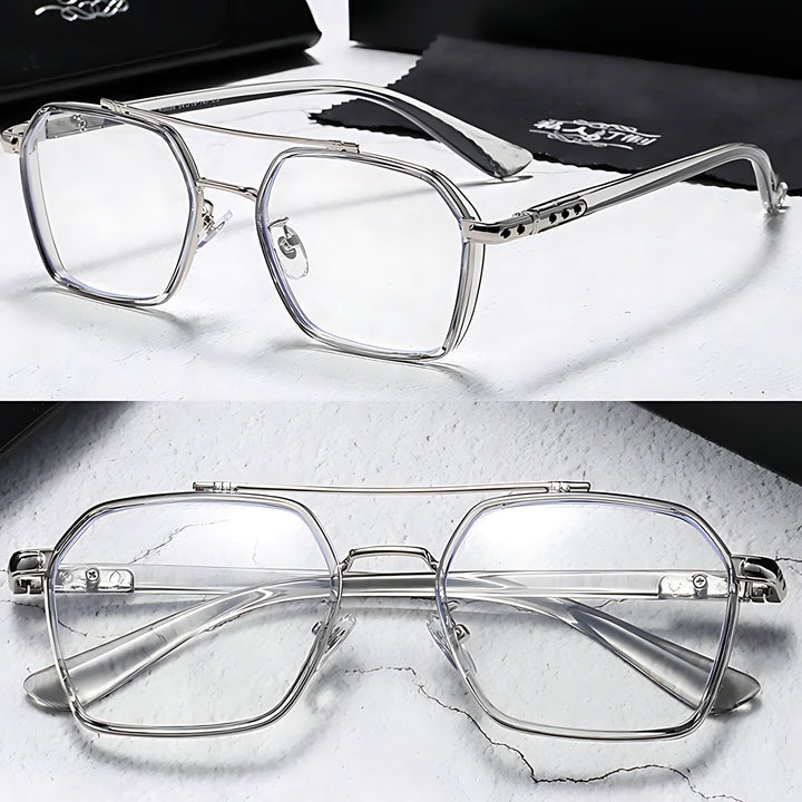 Sunglasses Blue Light Blocking Square Frame Clear Lens - Gray