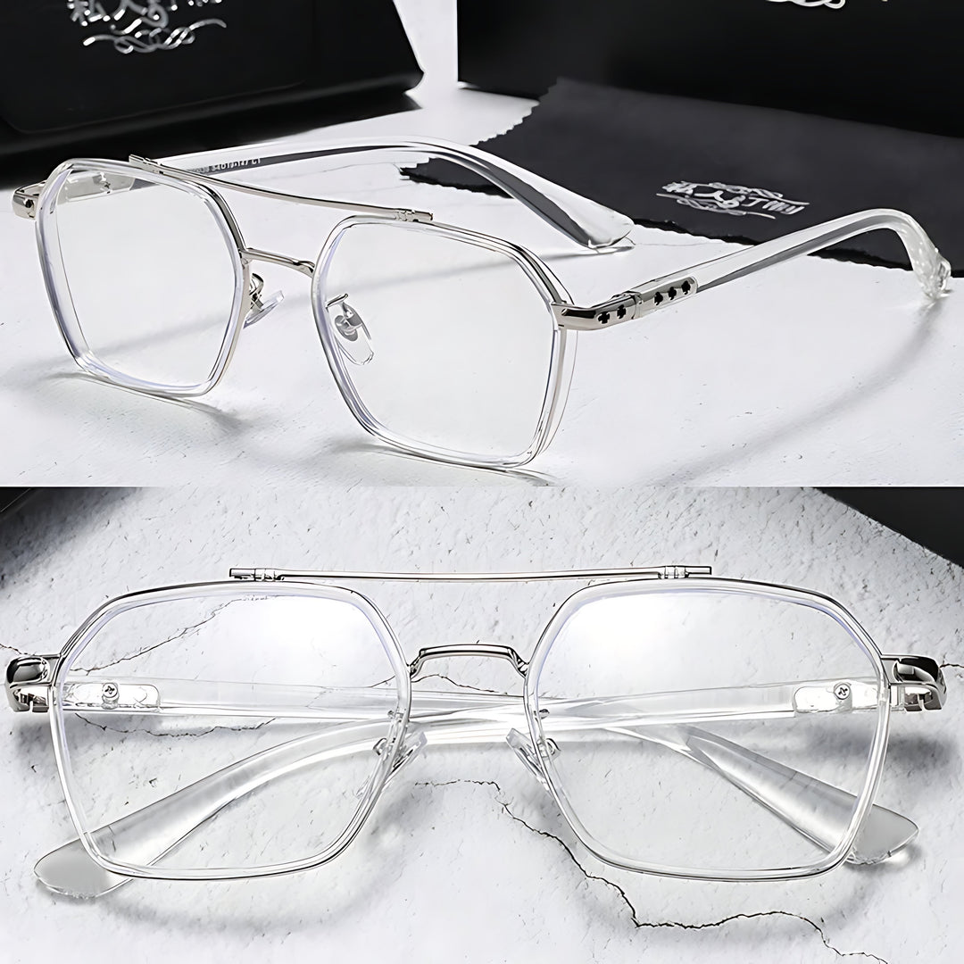 Sunglasses Blue Light Blocking Square Frame Clear Lens - Transparent