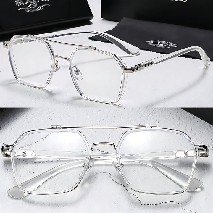 Sunglasses Blue Light Blocking Square Frame Clear Lens - Transparent