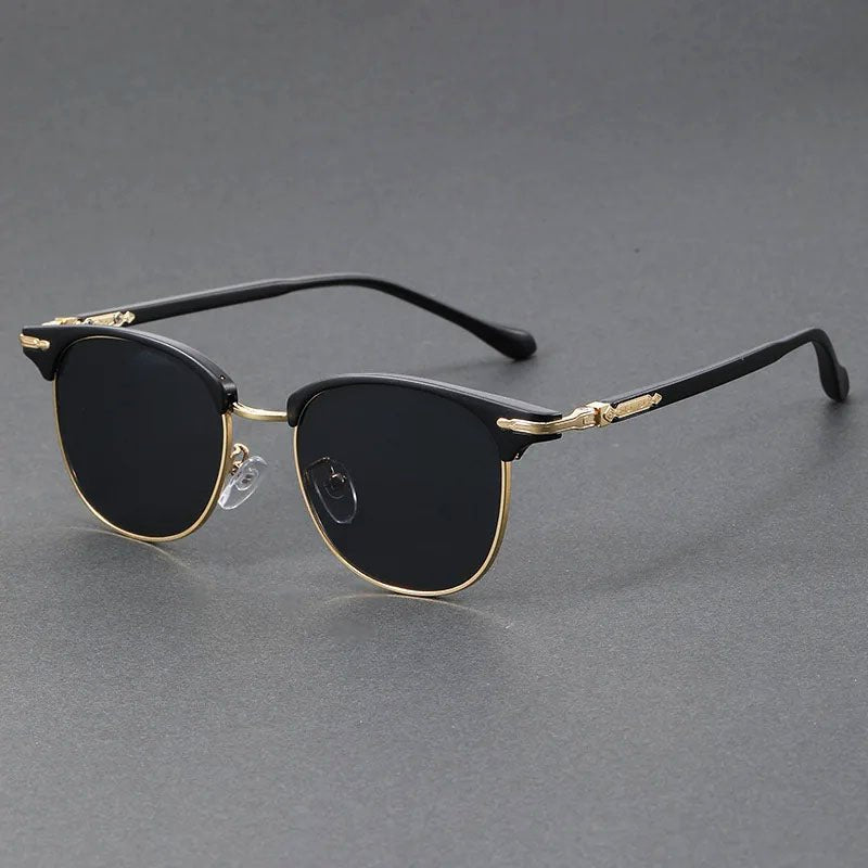 Sunglasses Clubmaster Style Half-Frame Metal UV400 - Gold