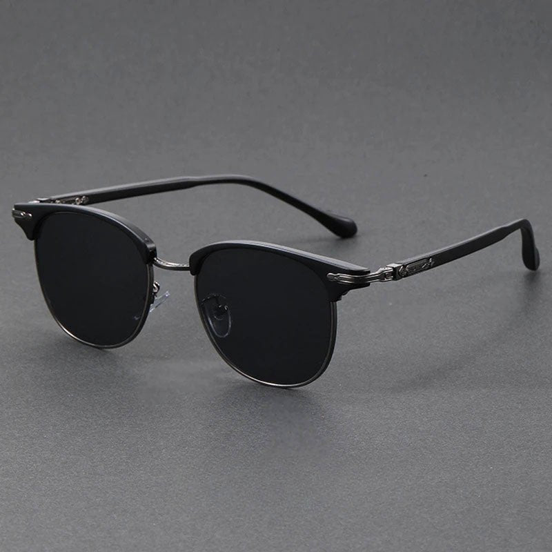 Sunglasses Clubmaster Style Half-Frame Metal UV400 - Black