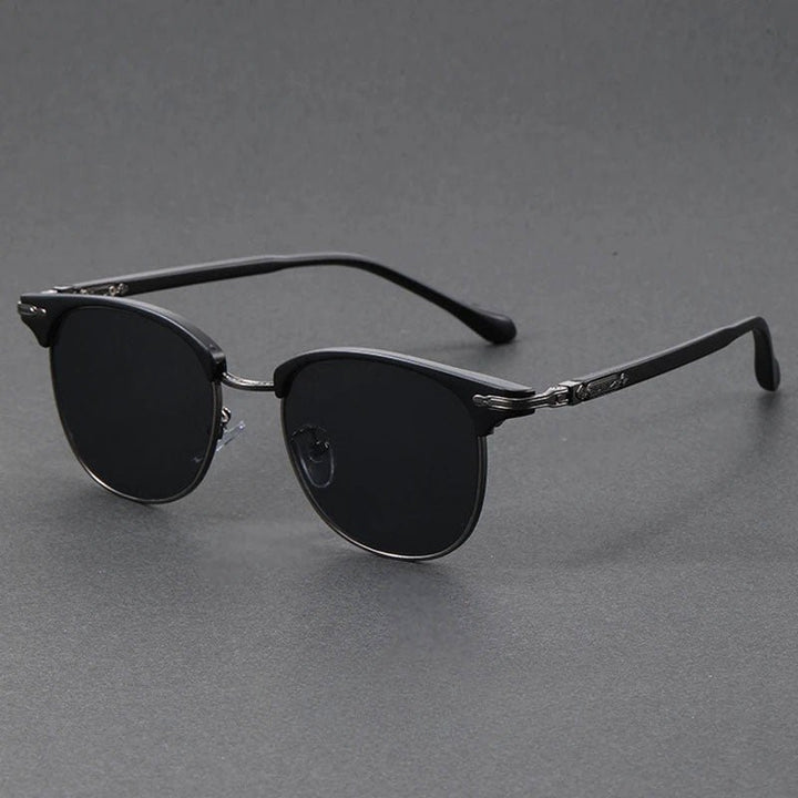Sunglasses Clubmaster Style Half-Frame Metal UV400 - Black