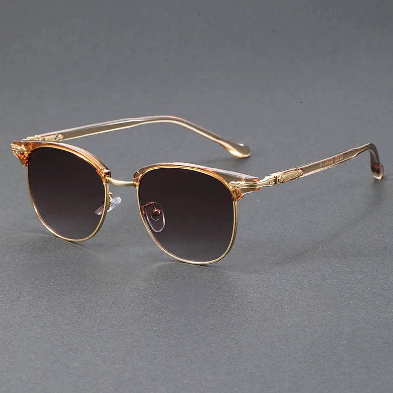 Sunglasses Clubmaster Style Half-Frame Metal UV400 - Brown