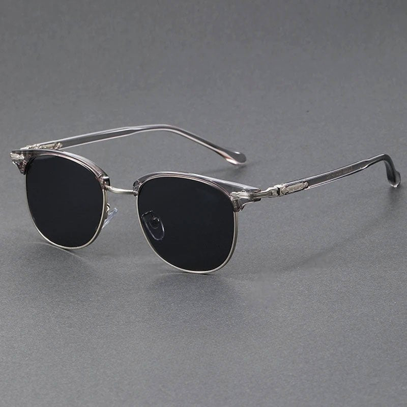 Sunglasses Clubmaster Style Half-Frame Metal UV400 - Silver