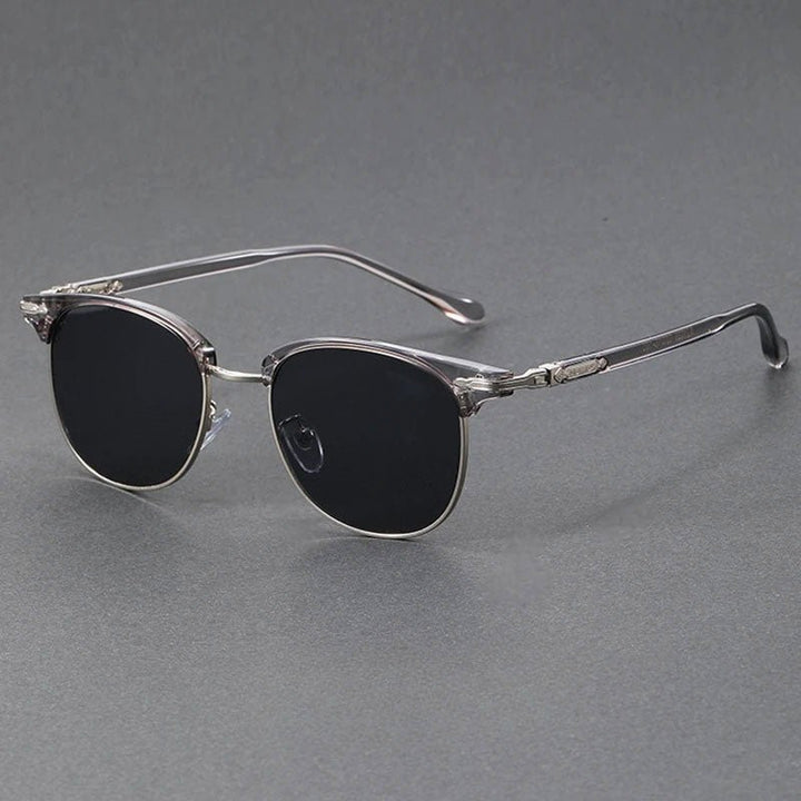 Sunglasses Clubmaster Style Half-Frame Metal UV400 - Silver