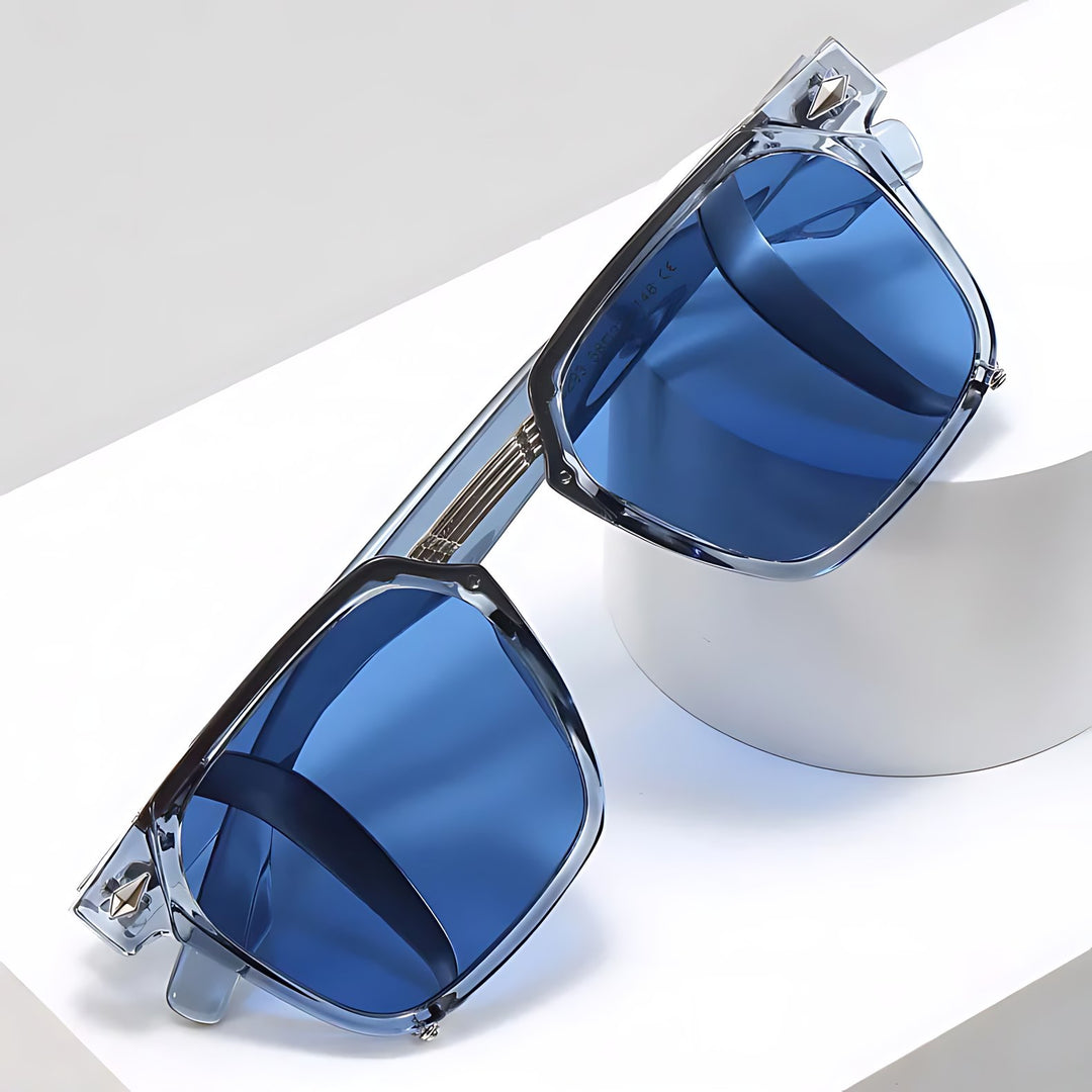 Sunglasses Men's Square Frame UV Protection Clear Blue