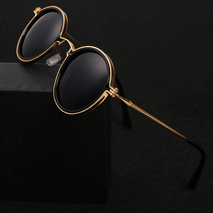 Sunglasses Polarised Round Frame Gold Metal Temples