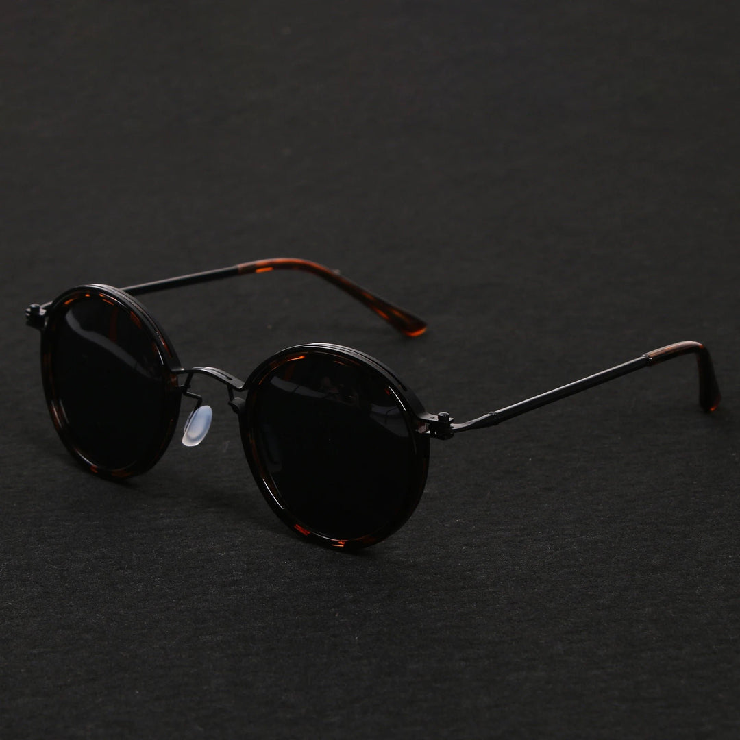 Sunglasses Polarised Round Frame Gold Metal Temples