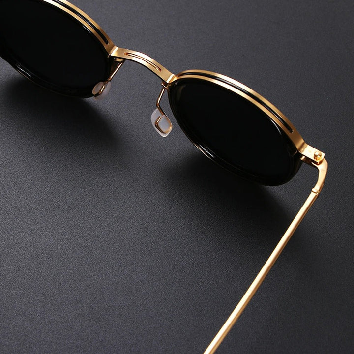 Sunglasses Polarised Round Frame Gold Metal Temples