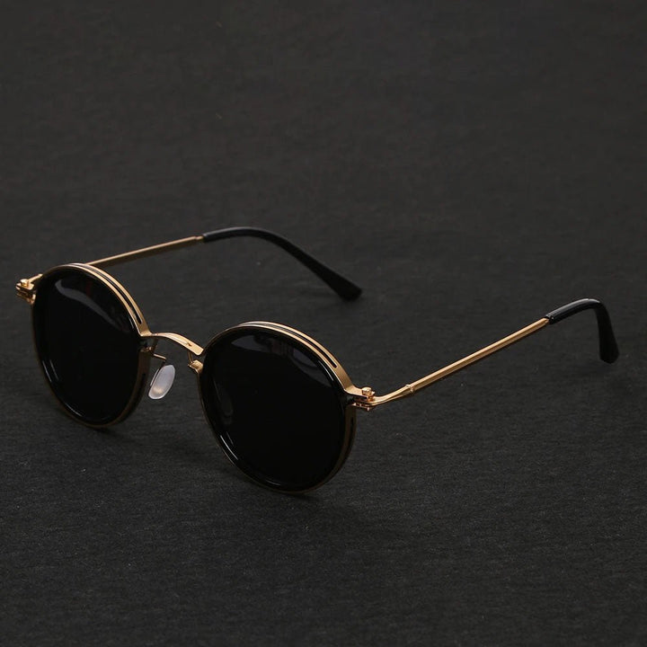 Sunglasses Polarised Round Frame Gold Metal Temples