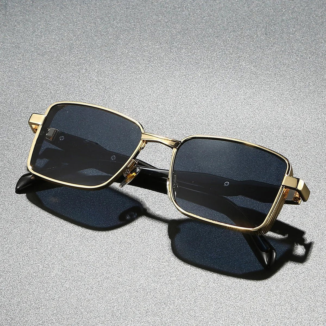 Sunglasses Rectangle Gold Metal Frame UV400 Protection