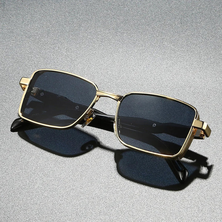 Sunglasses Rectangle Gold Metal Frame UV400 Protection