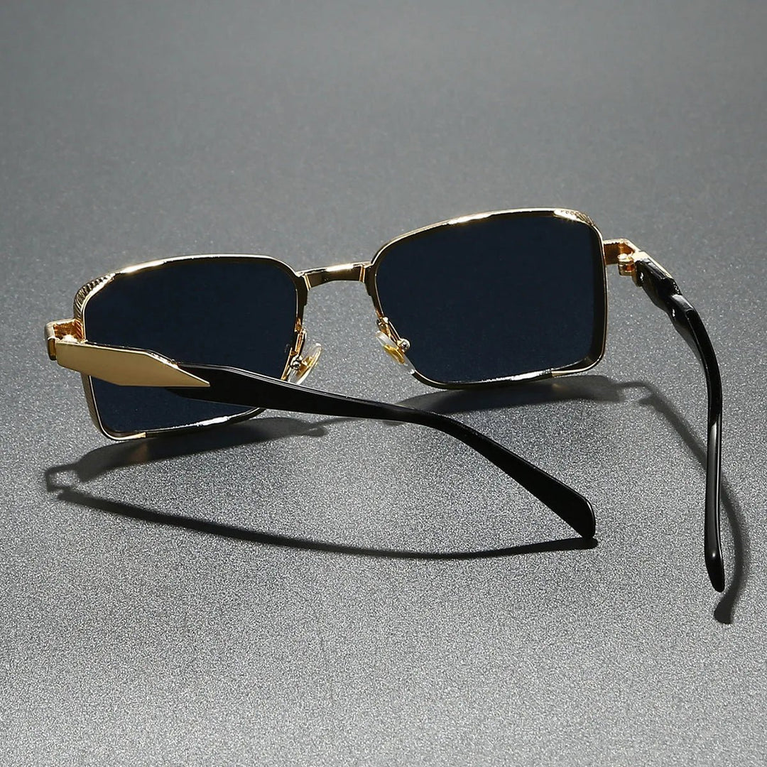 Sunglasses Rectangle Gold Metal Frame UV400 Protection