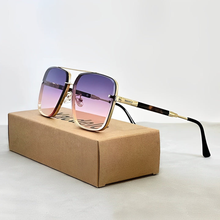Sunglasses Retro Aviator Gold Frame Gradient UV400 - Peach