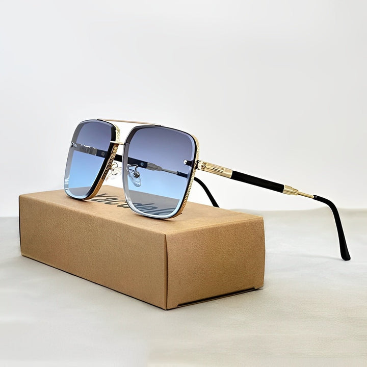 Sunglasses Retro Aviator Gold Frame Gradient UV400 - Retro Sky