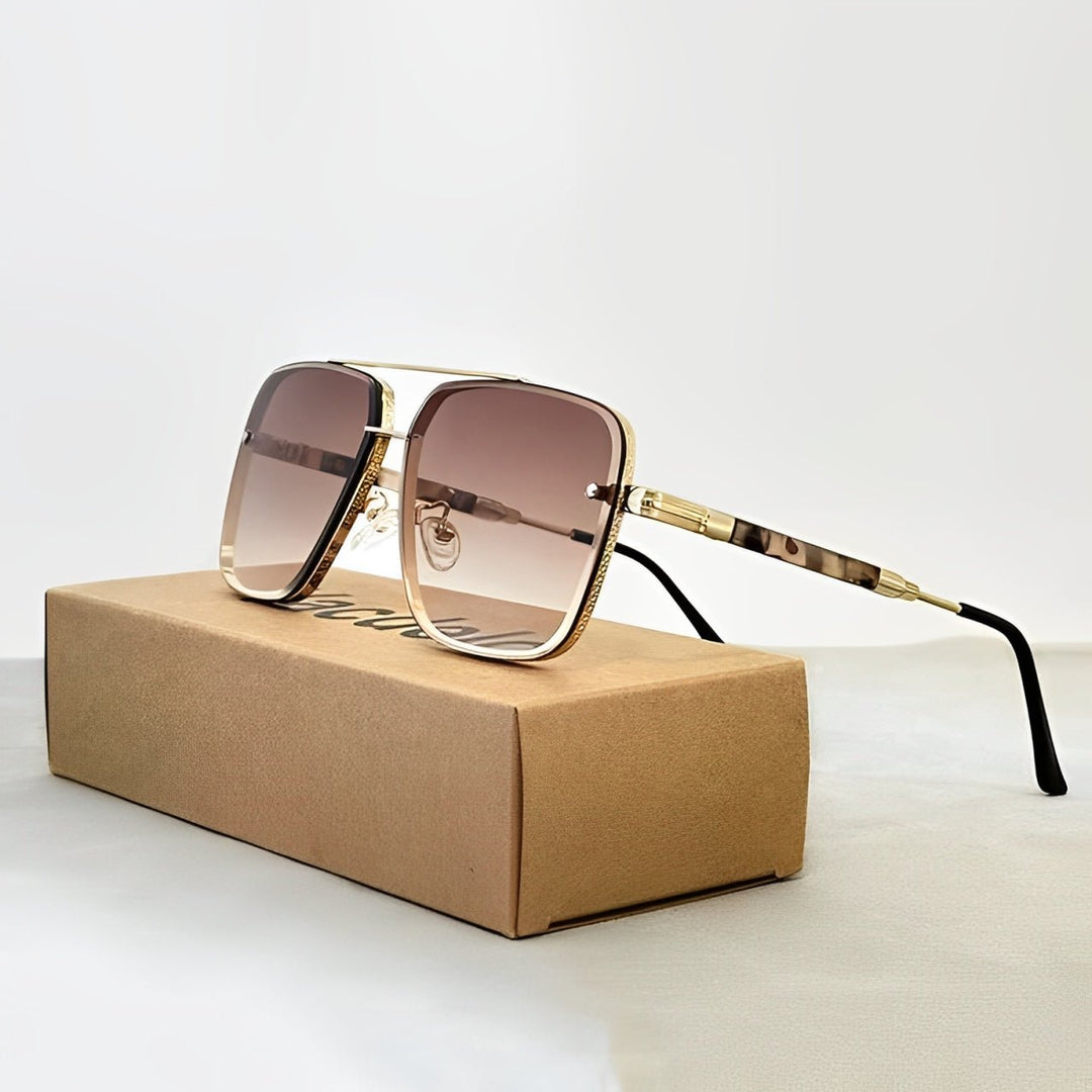 Sunglasses Retro Aviator Gold Frame Gradient UV400 - Tea