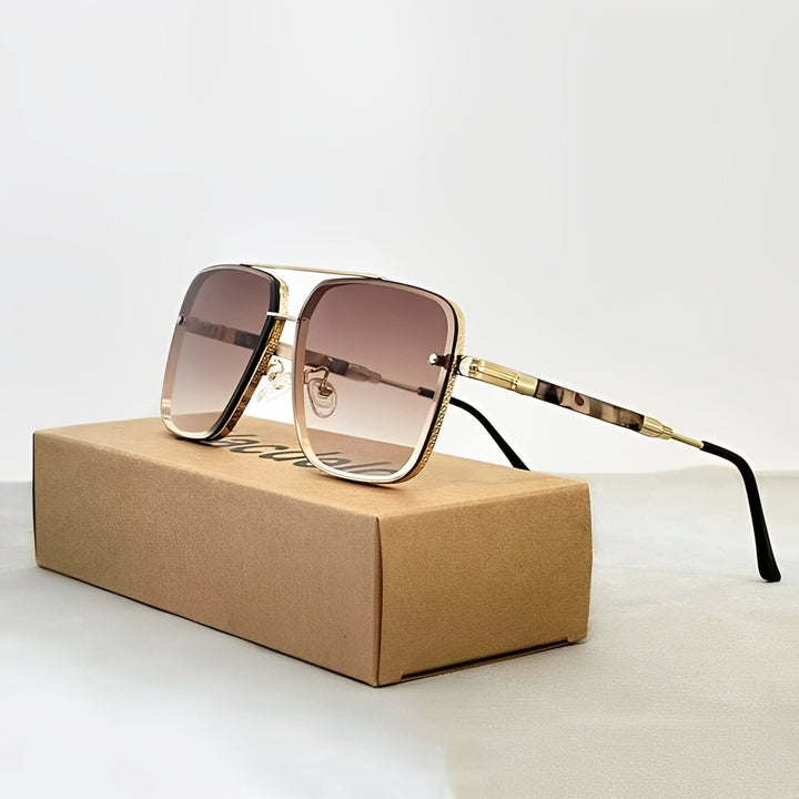 Sunglasses Retro Aviator Gold Frame Gradient UV400 - Tea