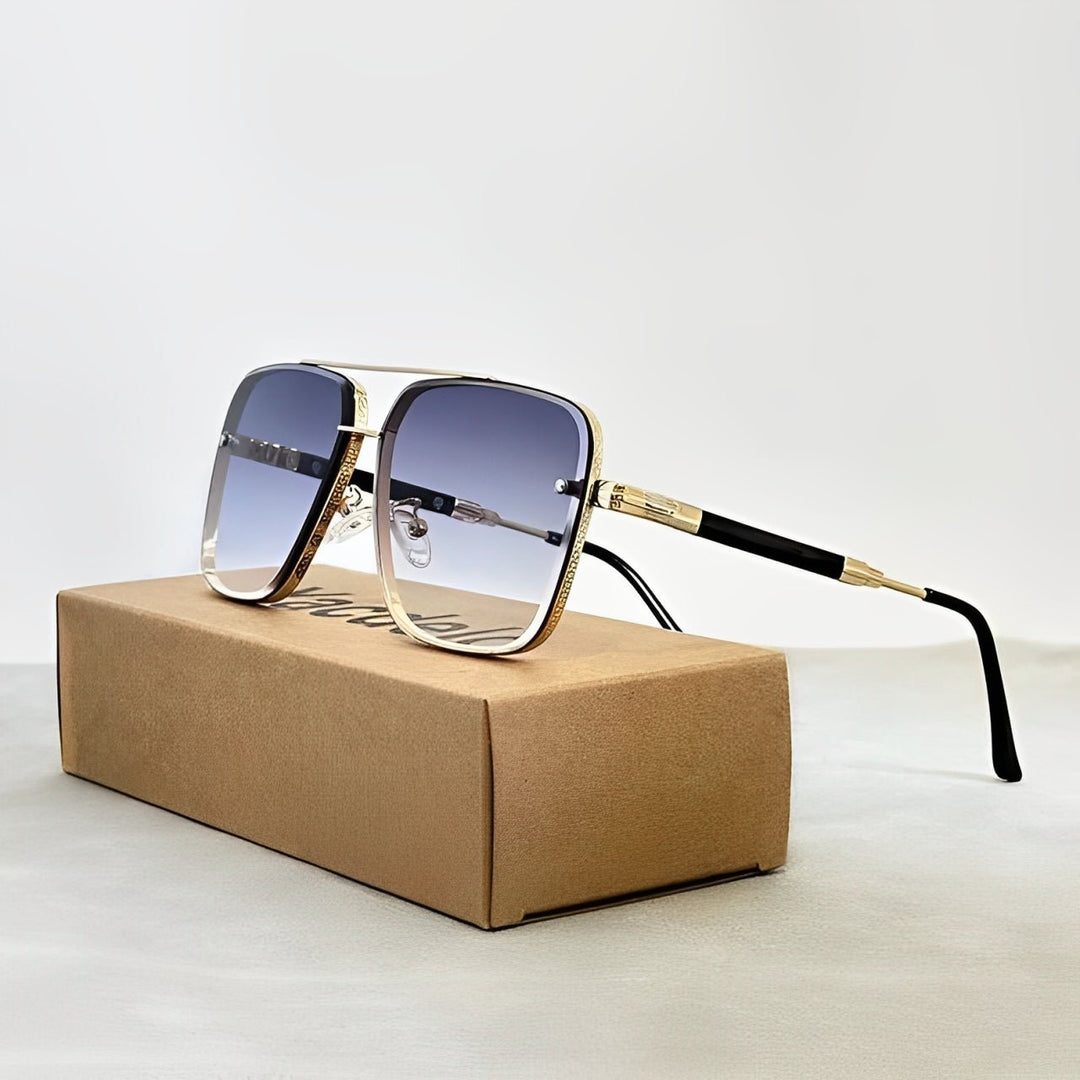 Sunglasses Retro Aviator Gold Frame Gradient UV400 - Indigo
