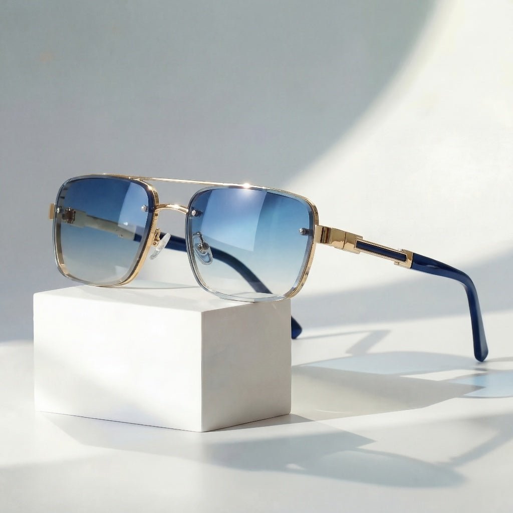 Sunglasses Retro Aviator Gold Titanium UV400 Protection