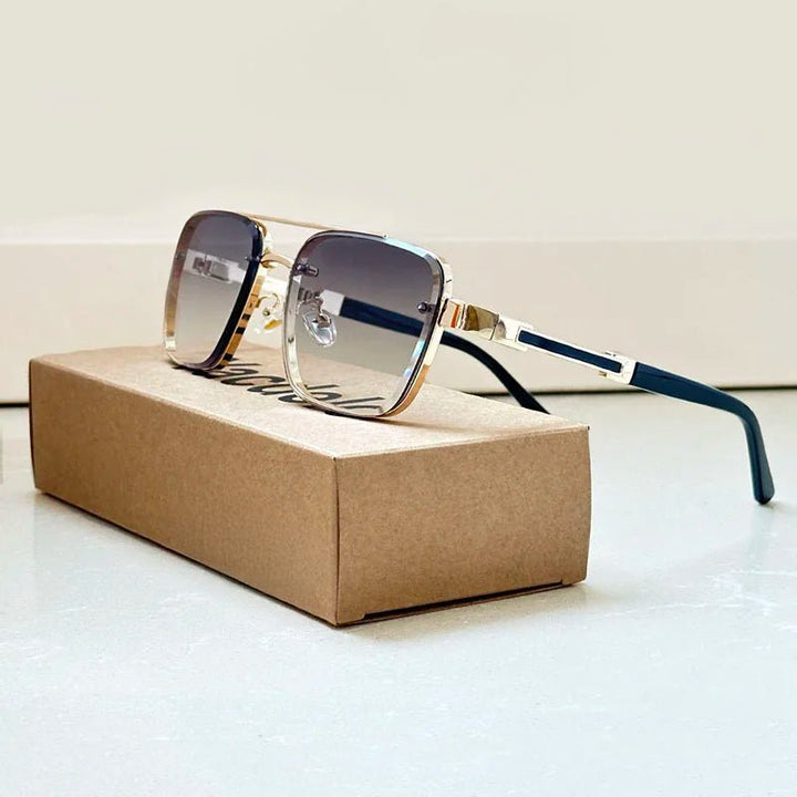 Sunglasses Retro Aviator Gold Titanium UV400 Protection