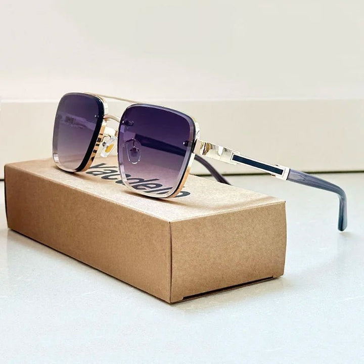 Sunglasses Retro Aviator Gold Titanium UV400 Protection