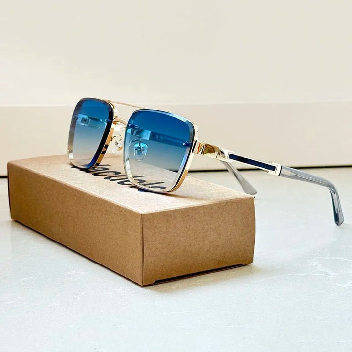 Sunglasses Retro Aviator Gold Titanium UV400 Protection