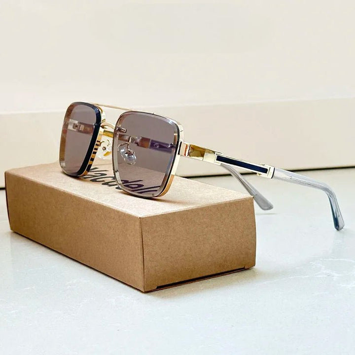 Sunglasses Retro Aviator Gold Titanium UV400 Protection