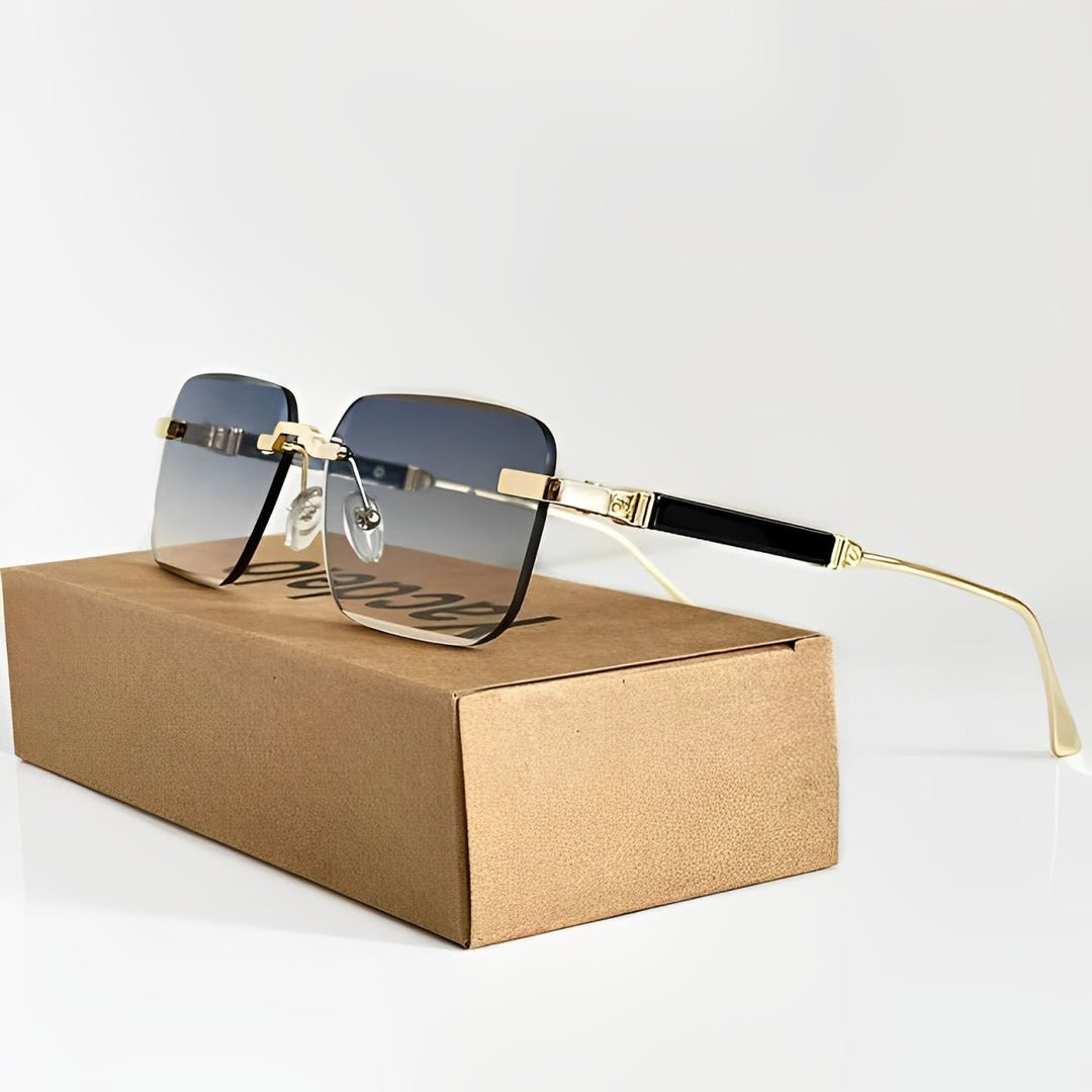 Sunglasses Retro Gold Titanium Gradient UV400 Protection - Ashford Slate