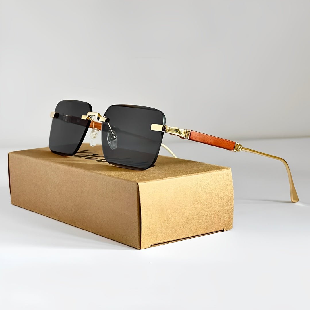 Sunglasses Retro Gold Titanium Gradient UV400 Protection - Rustic