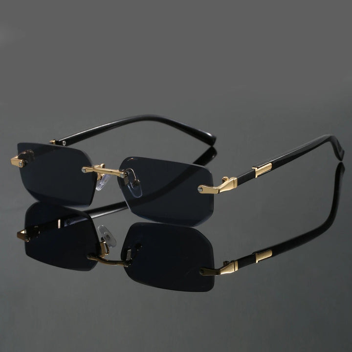 Sunglasses Rimless Cut Edge UV400 Protection Unisex - Black