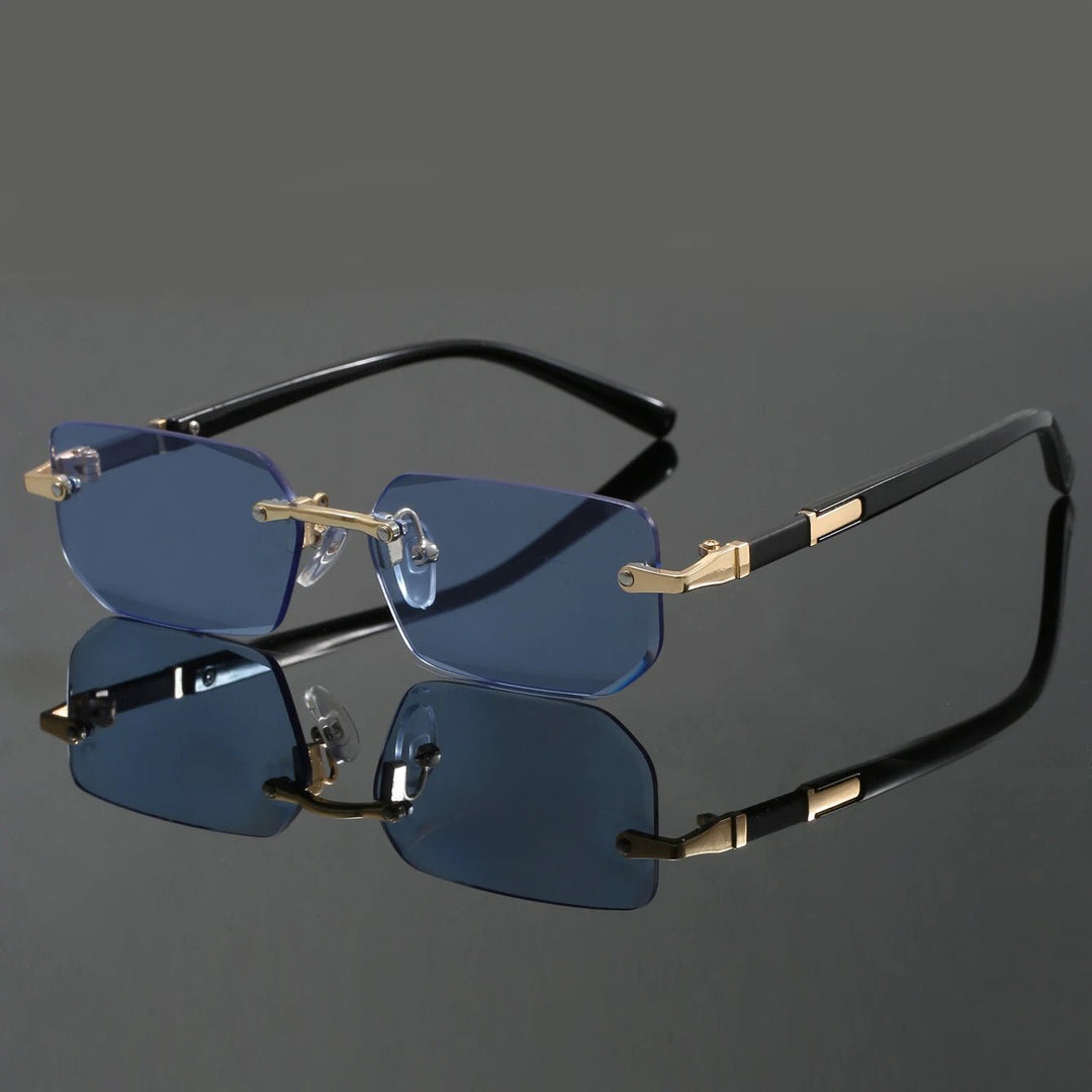 Sunglasses Rimless Cut Edge UV400 Protection Unisex - Blue