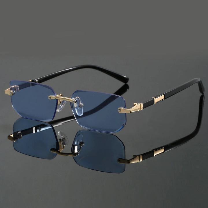 Sunglasses Rimless Cut Edge UV400 Protection Unisex - Blue