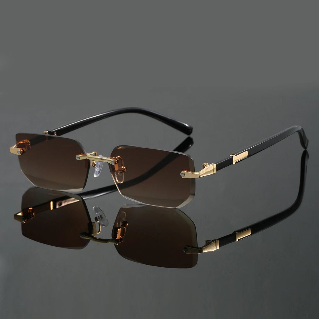 Sunglasses Rimless Cut Edge UV400 Protection Unisex - Brown