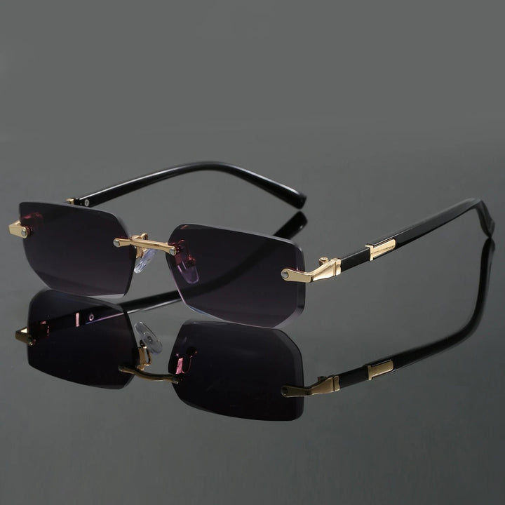 Sunglasses Rimless Cut Edge UV400 Protection Unisex - Gray