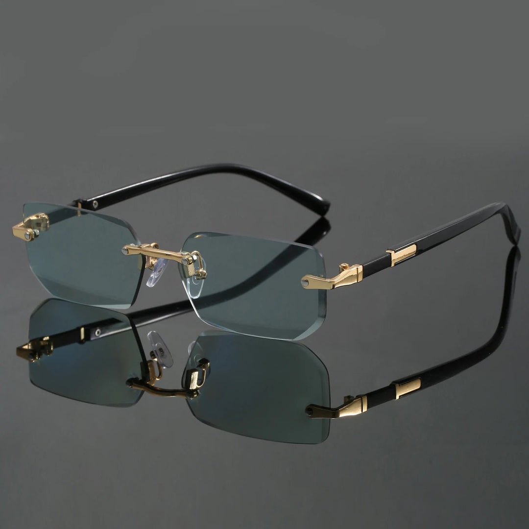 Sunglasses Rimless Cut Edge UV400 Protection Unisex - Green