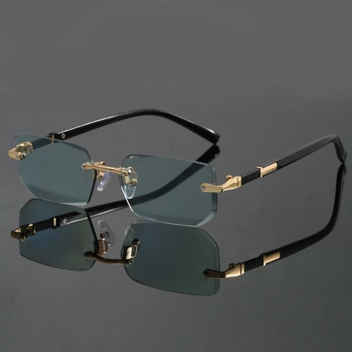 Sunglasses Rimless Cut Edge UV400 Protection Unisex - Green