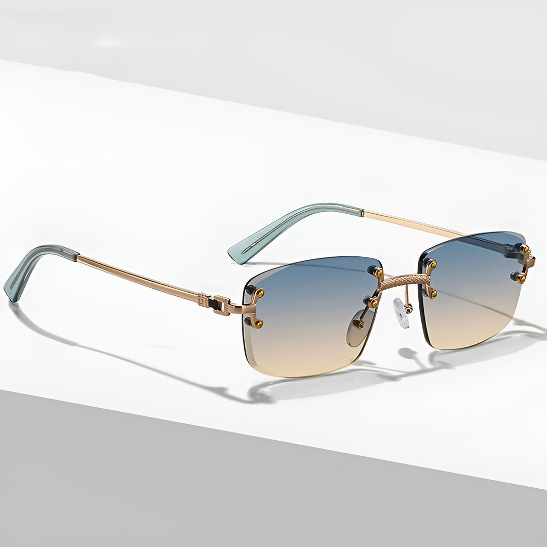 Sunglasses Rimless Gradient Lenses UV400 Protection Gold