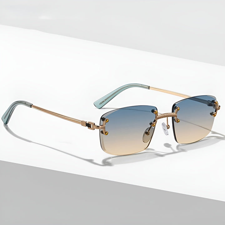 Sunglasses Rimless Gradient Lenses UV400 Protection Gold
