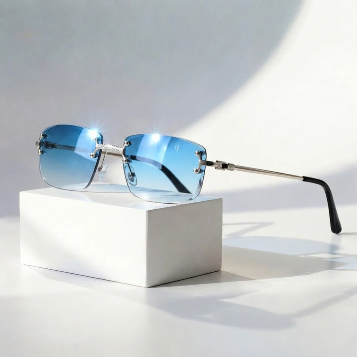 Sunglasses Rimless Gradient Lenses UV400 Protection Gold