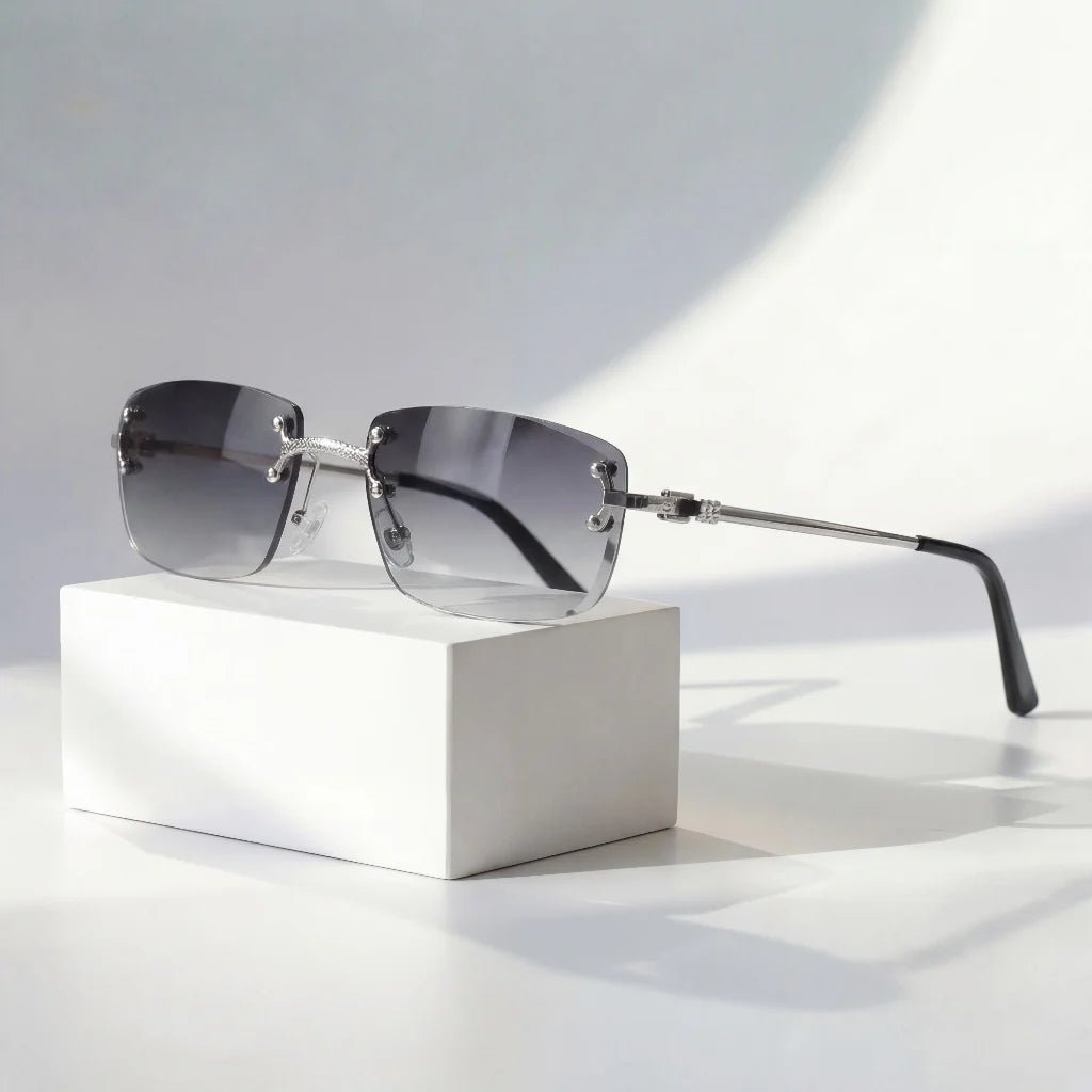 Sunglasses Rimless Gradient Lenses UV400 Protection Gold