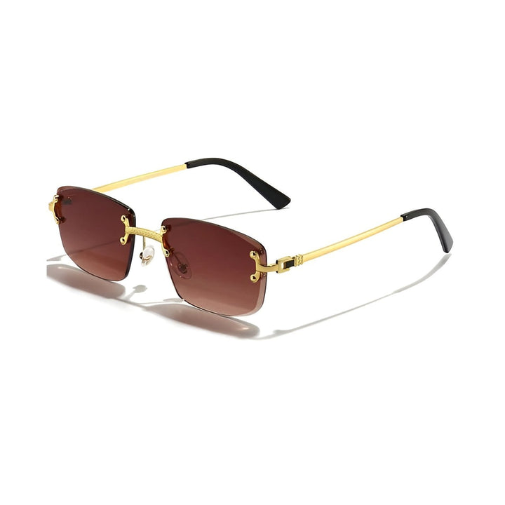 Sunglasses Rimless Gradient Lenses UV400 Protection Gold