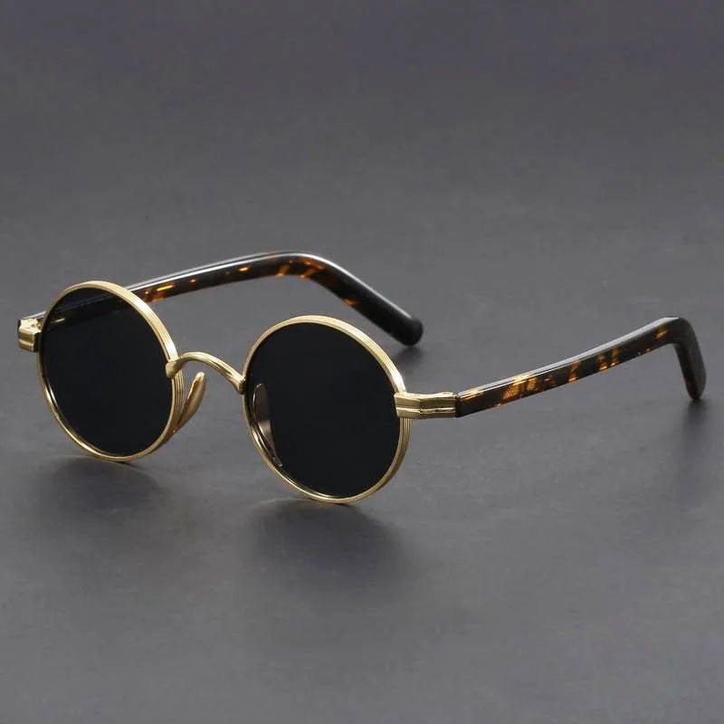 Sunglasses Round Vintage Metal Frame Retro UV400 - Gold