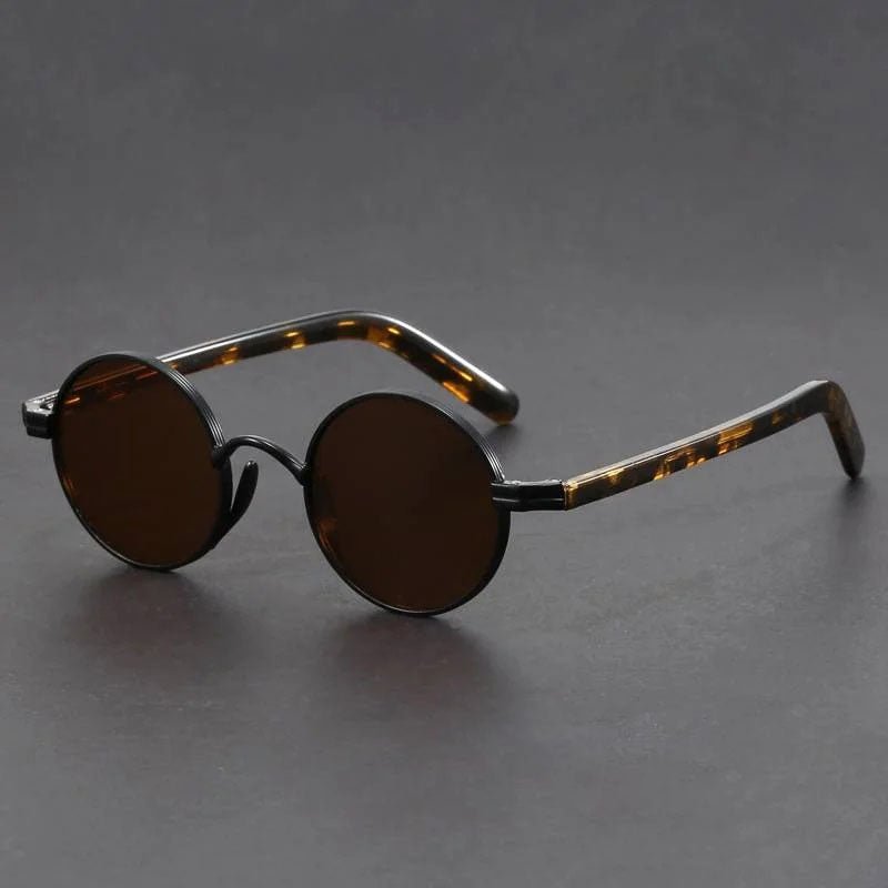 Sunglasses Round Vintage Metal Frame Retro UV400 - Black